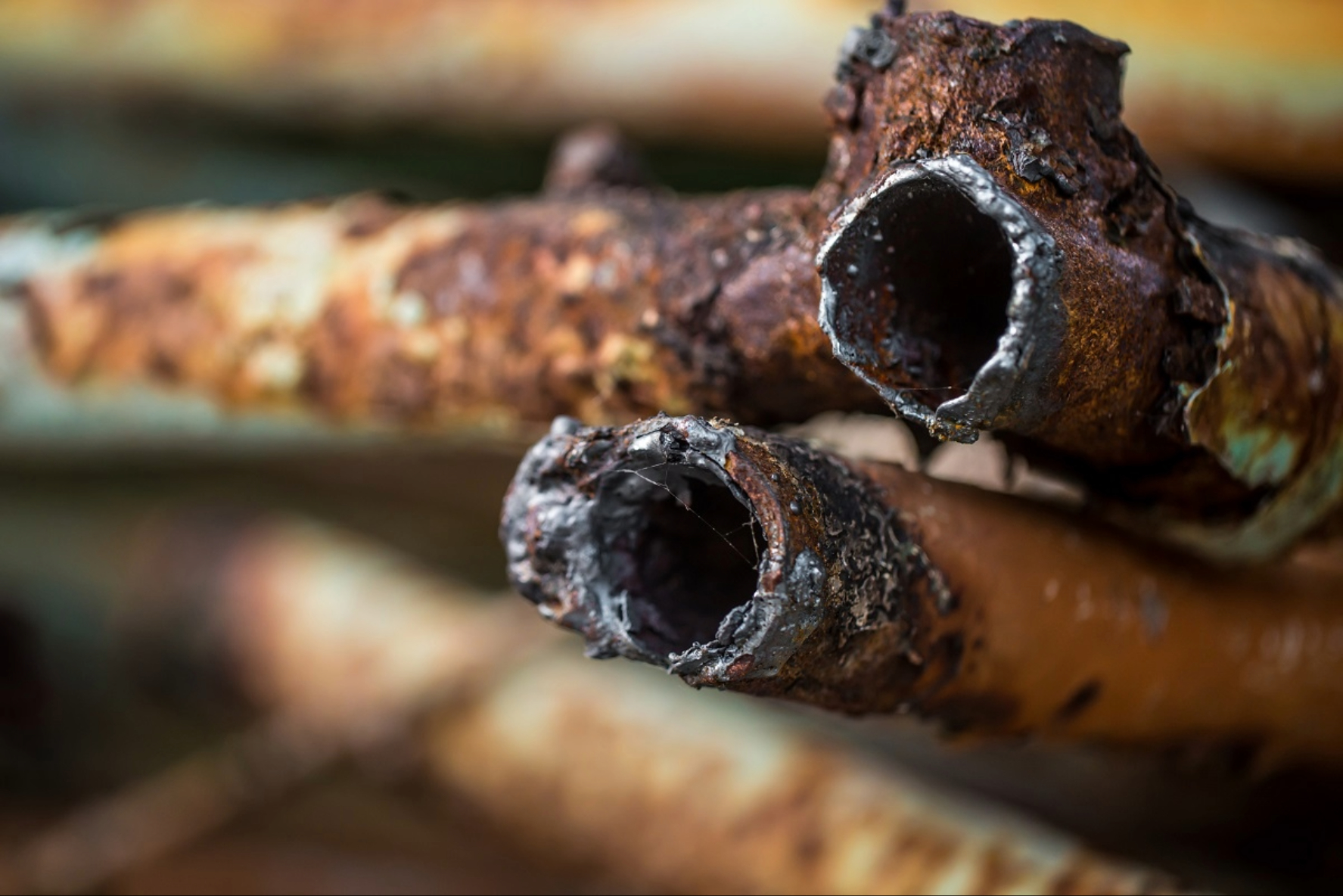Rusty water pipes pulled out of plumbing job by loyal plumbing