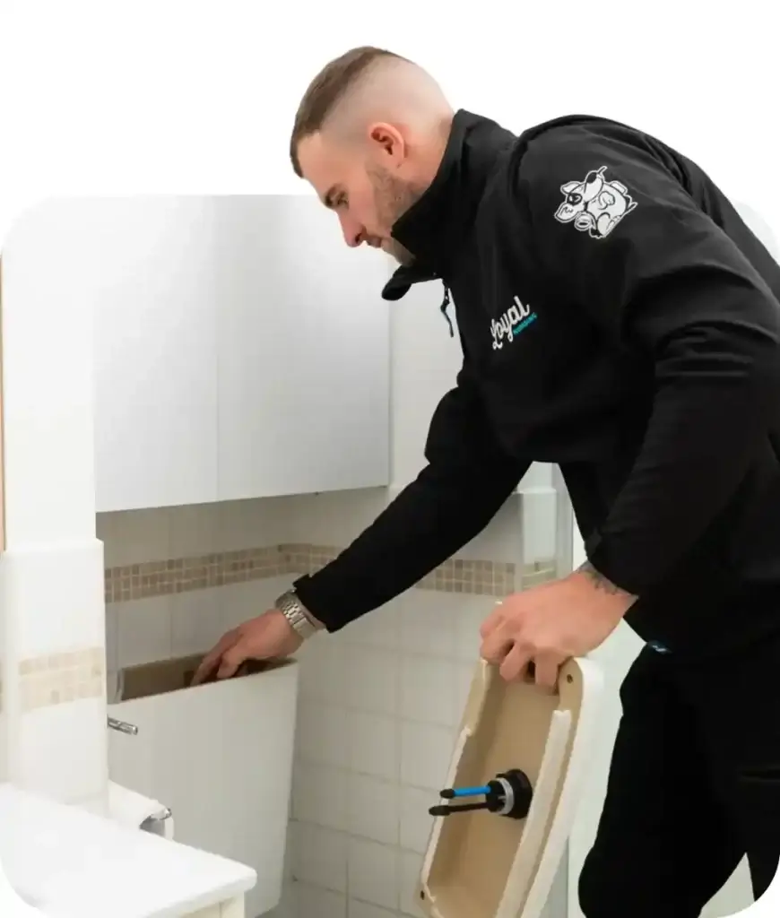 Loyal Plumbing fixing a leaking toilet